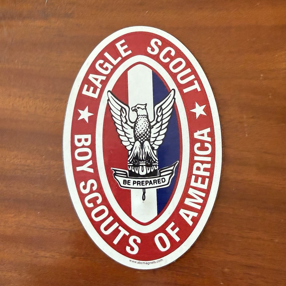 Boy Scouts of America Eagle Scout 6" Oval Fridge Magnet BSA Red White Blue USA